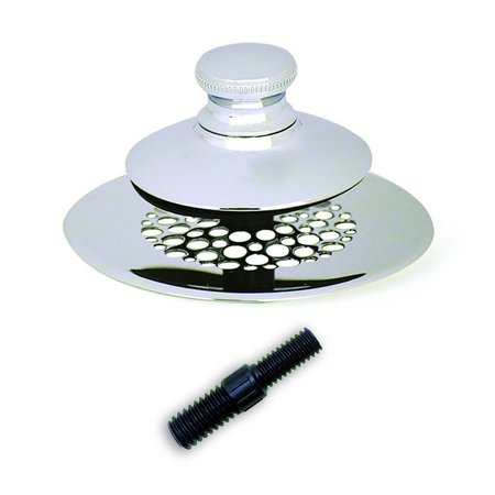 WATCO 2.875 in. SimpliQuick Push Pull Bath Stopper, Grid Strain and Composite P, - Chrome 58751-PP-CP-G